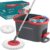SONGMICS Mop Set with Bucket, Floor Mop with Spinner, Cleaning Bucket with Pedal and Wring Function, Telescopic Handle 122.5-150 cm, 360° Rotating Head, 1 Microfibre Cover, Grey/Red LMB002GT01