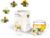 Creano ErblühTeelini Tea Flowers Gift Set with Tea Glass and 8 Tea Flowers in Cup Format, White Tea