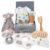 Newborn Gift – 15 Piece Baby Gift Set Includes Baby Blanket, Romper, Teething Cloth, Wooden Brush, Milestone Cards, Bib, Socks and a Keepsake Box