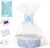 Empty Large Gift Basket, Blue Braided Basket for Gifts with Gift Bags and Ribbons, Empty Gift Basket for Birthday, Wedding, Baby Shower, Thanksgiving, Christmas (Blue and White)