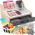 maysida Children’s cash register wooden cash register with scanner and sound for children 3-5 years, toy cash register with scanner / play money / coins / debit card / shopping basket / accessories, shop accessories idea