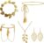 6 Piece Gold Jewellery Set Leaf Design Vintage Jewellery for Women