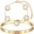 18K Gold-Plated Jewellery Pack of 2 Gold Bracelets Lucky Clover Bangle Stackable Bracelets for Weddings Birthdays Anniversaries Valentine’s Day and New Year