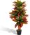 COSTWAY Artificial Plant Croton Palm Tree with Colourful Leaves & Natural Wooden Trunk, Artificial Tree in Pot, Tropical Palm House Plant for Office Home, Red + Green 100 cm