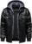 HOOD CREW Men’s Leather Jacket with Hood Faux Leather Motorcycle Jackets Water-Repellent Windproof Moto Vintage Bomber Jacket