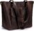 S-ZONE Women’s Shoulder Bag Vintage Genuine Leather Large Shopper Handbag Handbag Laptop Bag Work School Shopping Travel