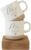 Generisch Mr & Mrs Ceramic Mug Set Laser Engraved Personalised with Date and Heart White Beige 360ml Dishwasher Safe Wedding Gift