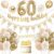 60th Birthday Women Decoration Balloons White Gold Confetti Number 60 Foil Balloons for Woman