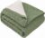 MYLUNE Home Sherpa Blanket, Cotton Knitted Blanket, Oeko-Tex, 180 x 200 cm, 660 GSM, Thick Cuddly Blanket, Fluffy Sofa Blanket, Bedspread, Bed Throw, Warm Crochet Blanket, Autumn/Winter Blanket, Olive Green