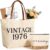 Giftota Gift Woman 50th Birthday, Vintage 1976 Gift Set for Women, Large Canvas Bag with Leather Handles & Cosmetic Bag, Back in 1976 Birthday Gift