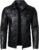HOOD CREW Men’s PU Leather Jacket Motorcycle Biker Jackets Leisure Lightweight Faux Leather Jacket