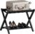 SMIBUY Luggage Rack, Foldable Bamboo Suitcase Stand with Storage Compartments for Guest Room, Bedroom, Hotel, Heavy Duty (Black)