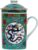 Ceramic Tea Cup with Lid + Strainer for Loose Tea with Asian Motif (Green Dragon, 494) Japanese Chinese Cup for Tea Lovers, Porcellan Coffee Gift Set Asia Asia Mug Cup