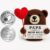 Tixlux Gift for Dad, Father’s Day Gift, Happy Bear with Heart, Handmade Knitting Wool Bear Figure with Hug, Lucky Charm, Father’s Day, Get Well, Christmas