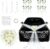 Car Decoration Wedding Bonnet Set, White Car Decoration Wedding Flowers, Bridal Car Decoration Wedding Includes 1 Heart-Shaped Flower Wreath, 4 Door Handle Flowers and 2 1.8 m Long Tulle Ribbons