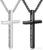 M MOOHAM 2pcs Stainless Steel Cross Necklace Set for Men Silver Black Heavy Duty Cuban Snake Chain Jewelry Valentine’s Day Gift for Men Teens