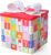 BIOBROWN Medium Gift Boxes with Lids 22 x 22 x 22 cm Colourful Block Design Foldable Ideal for Birthdays, Baby Showers and Other Celebrations