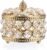 SUMTree Round Crystal Jewellery Box Lid Made of Crystal Metal Jewellery Case Jewellery Holder Jewellery Box Decoration for Living Room Bedroom Bathroom Golden Gift for Wife Girlfriend