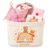 Baby Gift Set Girls Newborn Gift Box 7-Piece Nappy Bag Cuddly Cloth Teether Bib Socks Greeting Cards Envelope Gift for Birth Baby Shower Baby Set for Girls (Pink)