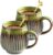 Pack of 2 Large Coffee Cups, 500 ml Ceramic Coffee Cup with Gold Leaf Spoon, Cappuccino Cups, Handmade Coffee Mug, Ceramic, Stoneware Cup, Jumbo Cup for Coffee, Milk, Tea (Ink Green)