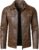 HOOD CREW Men’s PU Leather Jacket Motorcycle Biker Jackets Leisure Lightweight Faux Leather Jacket