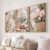 Meuzzvor Set of 3 Canvas Wall Pictures Spring Tulips & Birds Aesthetic Pictures Living Room Poster Wall Decoration Bedroom Picture Modern Wall Art Gift (40 x 50 cm)