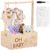Baby Shower Gift with Handle, Wooden Baby Shower Box, 34 x 22.8 x 17.5 cm, Baby Storage Basket, Decorative Baby Shower Basket, Gift for Birthdays, Baby Showers, Newborns, New Parents (A)