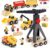 Vanplay Construction Site Vehicles Children’s Crane Toy Wooden Toy Construction Site Toy from 3 Years Boy with Tower Crane Excavator Crane Truck Dump Truck Road Roller Gift 3 4 5 Years Boy