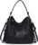 Realer Handbag Women’s Shopper Bag Tote Leather Shoulder Bag Large Shoulder Bag Woman Elegant Handbag with Tassels Removable Shoulder Strap, Black gun colour zip, l, Carry bags.