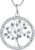 YL Women’s Tree of Life Pendant with Chain, 925 Sterling Silver, Simulated Emerald/Cubic Zirconia Necklace for Women/Girls/Mother, Chain Length: 45 – 48 cm