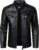 HOOD CREW Men’s Faux Leather Motorcycle Jackets Stand-Up Collar Leather Jacket Vintage Coats Outwear