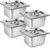 Breading Bowls Set of 4 GN 1/6 Containers, 17.6 x 16.2 x 10 cm Breading Set for Chops, Gastronorm Containers Stainless Steel with Lid, Cutlets Meat Fish Ice Cream