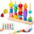Montessori Toy from 3 4 5 Years Motor Skills Toy Threading Game Building Blocks Sorting Game for Children, Wooden Stacking Game Fine Motor Skills Educational Games Gift for Baby Boy Girl