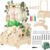 Baby Shower Gift with Wooden Baby Basket on Wheels, Baby Gift Basket with Handle, Wooden Changing Basket, Baby Basket with Bear, Doll Hangers, Decorative Leaves and Angel Day for Newborns