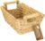HMF Woven Water Hyacinth Storage Basket, Decorative Basket with Wooden Handles for Storage for Bathroom, Living Room, Kitchen, 30 x 20 x 12 cm, Natural