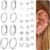 CASSIECA 12 Pairs of Earrings Gold Silver Set, 316L Surgical Steel Earrings for Women Men Medical Stud Earrings and Hoop Earrings for Multiple Piercing 14K Gold-Plated Helix Tragus Piercing Ear Gold