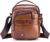 Genuine Leather Shoulder Bag, Casual Fashion Crossbody Bag, Waterproof, Wear-Resistant, Multifunctional Outdoor Backpack, Suitable for Men and Women, Vintage Business Travel, Small School Bag, Brown