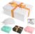 Luxury Gift Box with Lid, Premium Gift Box Girls Set with Bows Raffia Greeting Cards, 25 x 18 x 8.5 cm, Foldable Gift Box for Valentine’s Day, Birthday, Christmas, Halloween, Wedding (White)