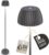 BRILONER Riffle LED Floor Lamp, Wireless, IP44, with Touch, Dimmable, Memory Function, Replaceable Battery, Battery-Operated, Living Room Reading Lamp, 19 x 124 cm, Anthracite
