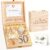 inyeskon Money Gifts Birthday 50, Creative Money Gift Made of Wood Packaging Gift Box with Dried Flowers, Wooden Love Magnet and Greeting Card for Birthday Woman Man