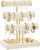 SONGMICS Cream White and Light Gold 3 Tier Velvet Trays Jewelry Display Stand Bracelet Display Stand Removable Holder JJS027W101