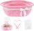 Wein-Präsentkörbe – Cyiecw Leerer rosa Geschenkkorb, kleiner Geschenkkorb aus Baumwollseil, geflochtener Korb für Geschenke Baby, Osternestkorb, Aufbewahrungskorb, Spielzeugkorb mit Geschenktüte und Schleife (Rosa)