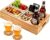 Coffee Bar Snack Box, Bamboo Sofa Tray with 2 Drink Holders