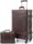Urecity Vintage Suitcase with 4 Wheels Trolley Suitcase Travel Suitcase Lightweight Retro Hard Shell Suitcase 2-Piece with 12 Inch Small Case (Crocodile Embossing Brown, S (12 inches) + M (20 inches))