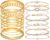 Pack of 18 Golden Bangles, Stackable Cuff Bracelets