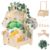 Baby Shower Gift with Handle Changing Basket with Wooden Wheels Children Wooden Wooden Box Baby Gift Basket Baby Basket Gift with Decorative Leaves Wooden Hangers and Angel Day Baby Shower Gift