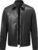 Allthemen Men’s Leather Jacket with Lapel Collar Transition Jacket Elegant Regular Leather Bomber Jacket Business Casual