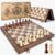 Chess Game, Magnetic Wooden Chess Board, Chess and Draughts Game, Travel Chess for Adults and Children, Foldable Storage Board (39 x 39 cm)