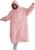 BEDSURE Hoodie Blanket with Sleeves, Pink, 129 x 75 cm, Cuddly Blanket as a