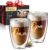 ElbFuchs® Double-Walled Latte Macchiato Glasses OMA and OPA, 2 x 350 ml Gift Idea, Ideal Coffee Glasses Double-Walled as a Gift for Grandma and Grandpa or Mum, Dad